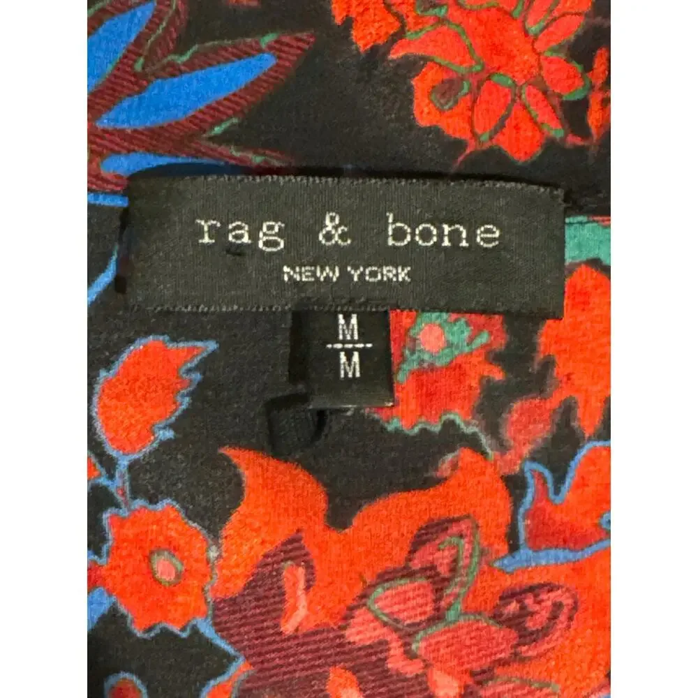 Rag & Bone Emily Floral Long Sleeve Tie‑Neck Silk Top, Size M - Picture 10 of 12